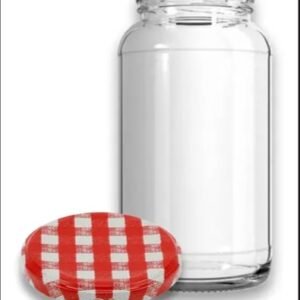 POTE VIDRO COM TAMPA XADREZ VERMELHA 500 ML